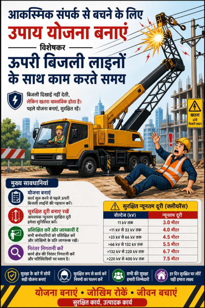 ऊपरी बिजली लाइनों के साथ काम करते समय सुरक्षा उपाय योजना बनाएं