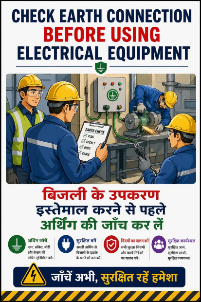 Check Earth Connection Before Using Electrical Equipment