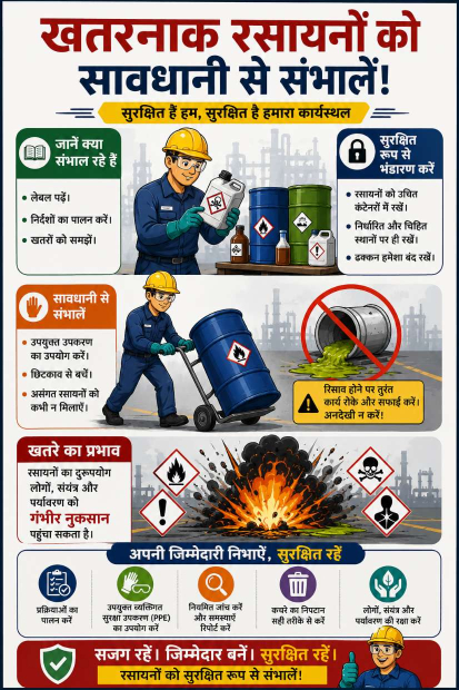 खतरनाक रसायनों को सावधानी से संभालें