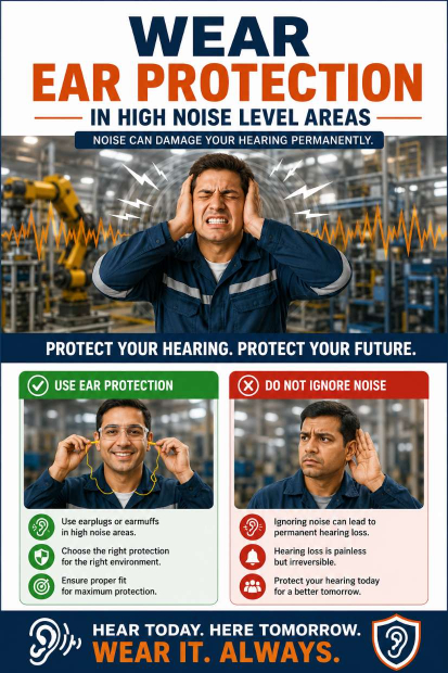 Wear Ear Protection in High Noise Level Areas