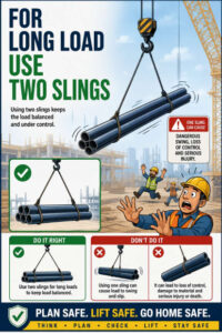 For Long Load – Use Two Slings