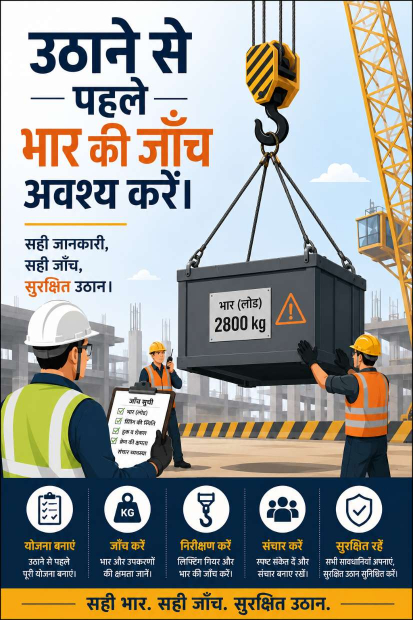 उठाने से पहले भार की जाँच करें
