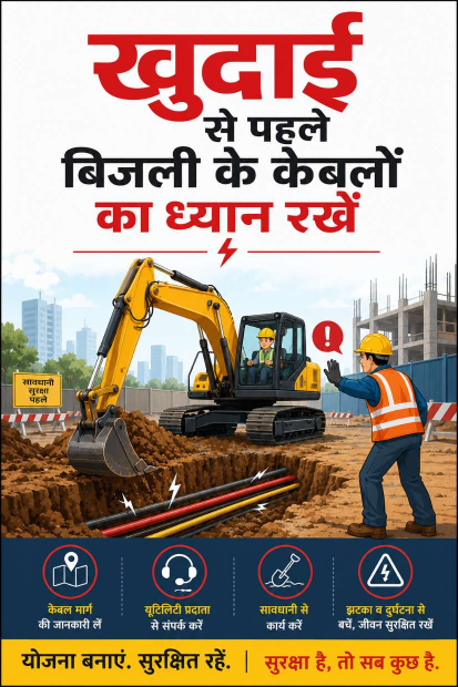 खुदाई से पहले बिजली के केबलों का ध्यान रखें