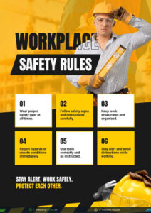 Stay Safe at Work (Blue Grid)